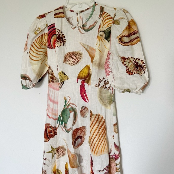 Alemais Atlantis Sealife Linen Midi Dress - Picture 7 of 11